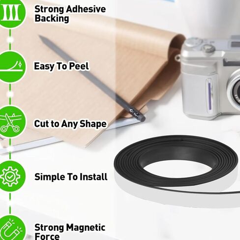 1M Self Adhesive Magnetic Strips Strong Magnetic Tape Flexible Magnet Strip for Fridge DIY Photo Poster Office Rubber Magnets (L,1.5 * 0.1 * 100cm) in Saudi Arabia
