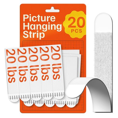 Ultra-Strong Picture Hanging Strips (20 pairs) with Adhesive Backing - Perfect for Rental Friendly Upgrades - Wall Hanging Strips Without Nails - Heavy Duty Wall Hanging Adhesive Strips for Home Decor in Kuwait