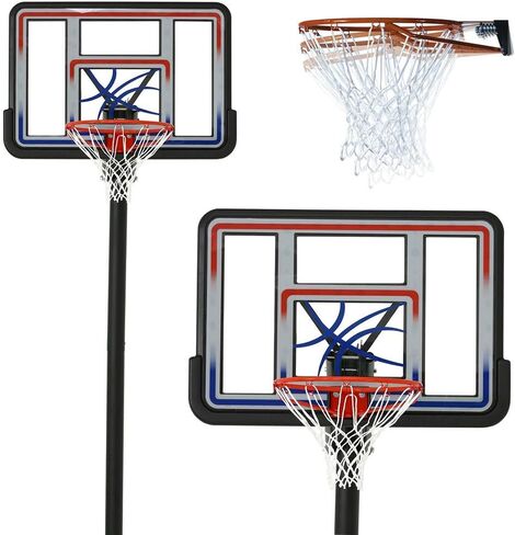 Acrylic 44" In Ground Basketball Hoop System | 7.5'-10' Height Adjustable Sturdy High Impact Absorb Backboard Heavy Duty 3.5" Pole All Weather Resistance 5/8" Steel Ring Outdoor Game Practice in Saudi Arabia