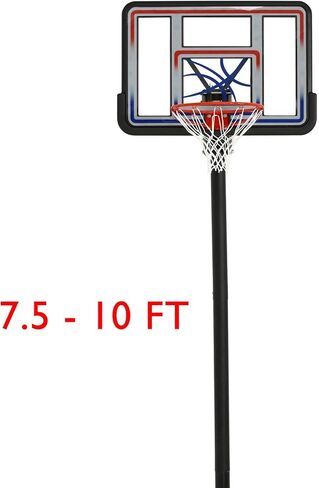 Acrylic 44" In Ground Basketball Hoop System | 7.5'-10' Height Adjustable Sturdy High Impact Absorb Backboard Heavy Duty 3.5" Pole All Weather Resistance 5/8" Steel Ring Outdoor Game Practice in Saudi Arabia