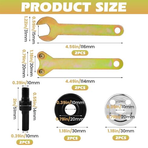 5Pcs Electric Drill Angle Grinder Connecting Rod Set, 10mm Angle Grinder Tool Drill Arbor Mandrel Adaptor with Spanner for Cutting Disc, Polish Disc and Polish Sponge in Saudi Arabia