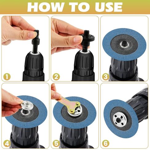 5Pcs Electric Drill Angle Grinder Connecting Rod Set, 10mm Angle Grinder Tool Drill Arbor Mandrel Adaptor with Spanner for Cutting Disc, Polish Disc and Polish Sponge in Saudi Arabia