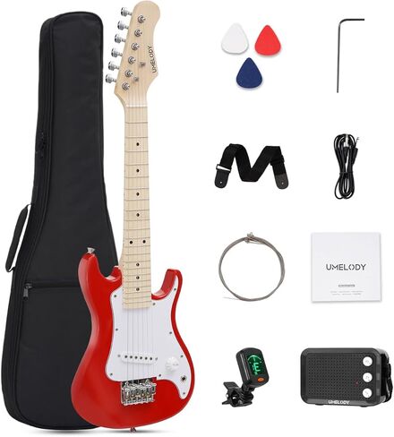 UST-70 طقم جيتار كهربائي للمبتدئين مع أمبير، جيتار أول مثالي للمبتدئين، جيتار خفيف الوزن 30 بوصة للأولاد والبنات، هدية موسيقية ممتعة للتعلم والتمرين واللعب في المنزل، أسود in Kuwait