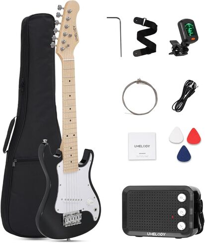 UST-70 Kids Electric Guitar Beginner Kit with Amp, Ideal First Guitar for Starter, Lightweight 30 Inch Guitar for Boys and Girls, Fun Music Gift for Learning, Practice and Play at Home, Black in Saudi Arabia