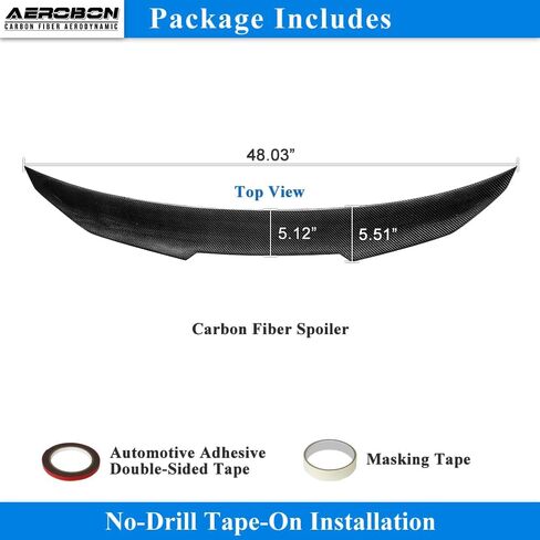 Aerobon Real Carbon Fiber Trunk Spoiler متوافق مع 2008-2013 BMW 1 Series E82 Coupe Spoiler و 1M Coupe Spoiler (H Style) in Kuwait