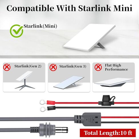 كابل تمديد Starlink Mini O Ring إلى DC - كابل طاقة 18AWG مع حامل مصهر ATC/ATO، بطارية السيارة إلى شاحن DC للتخييم خارج الشبكة/RV/الشاحنة، مصدر طاقة في حالات الطوارئ (3M/10FT) in Saudi Arabia