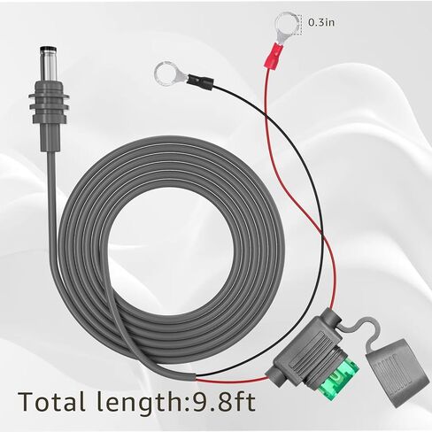 Sigely Replacement for 9.8 FT Starlink Mini O Ring Connecters Extension Cable,18AWG Starlink Mini Direct Battery Power Cable, with ATC/ATO Fuse Holder, Fits for RV, Off-Road, Boat, Off-Grid Solar in Kuwait