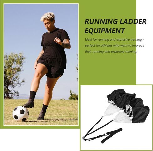 Resistance Parachute for Sprinting and Football Training, Dual Black Speed Chutes with Adjustable Belt, Outdoor Speed and Agility Trainer and Adults in Saudi Arabia