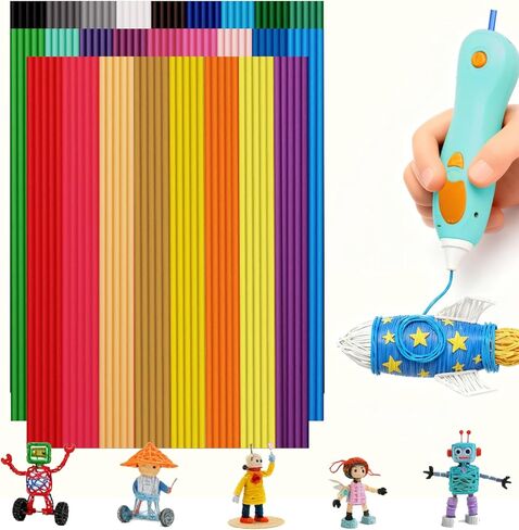 32 Colors PCL 2.5mm 3D Pen Filament Refill Compatible with 3Doodler Start+, Low Temperature Filament, 15 cm x 5 pcs Total 2400cm, Safe & Easy-Use Refill 160Pcs in Saudi Arabia