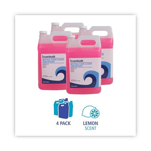 Boardwalk Neutral Floor Cleaner Concentrate, Lemon Scent, 1 gal Bottle, 4/Carton in Saudi Arabia