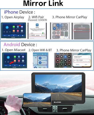 10.26 "HD Stercled Car Stereo - Wireless Apple Carplay و Android Auto و 4K Dash Cam و Backup Camera و GPS التنقل in Kuwait