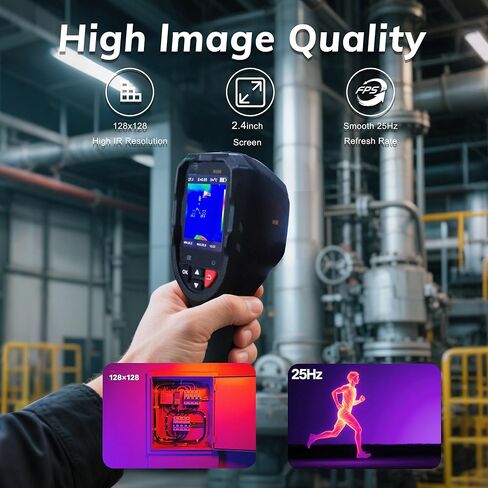 كاميرا التصوير الحراري بدقة فائقة 240 × 240، عمر البطارية 15 ساعة، دقة الأشعة تحت الحمراء 128 × 128، كاميرا بالأشعة تحت الحمراء 25 هرتز، تنبيهات درجة الحرارة العالية/المنخفضة، إيقاف التشغيل التلقائي، -4 درجة فهرنهايت إلى 1022 درجة فهرنهايت، نقل صورة التطب in Kuwait