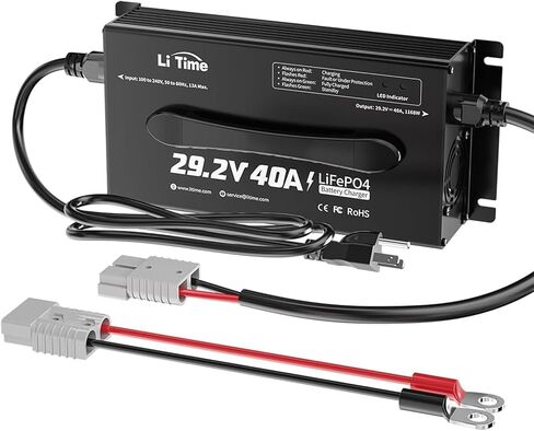 Li Time 29.2V 20A LiFePO4 Iron Phosphate Batteries Charger, Trickle Battery Charging Maintainer with Multiple Safety Protections, Designed for LiFePO4 Batteries Charging in Saudi Arabia