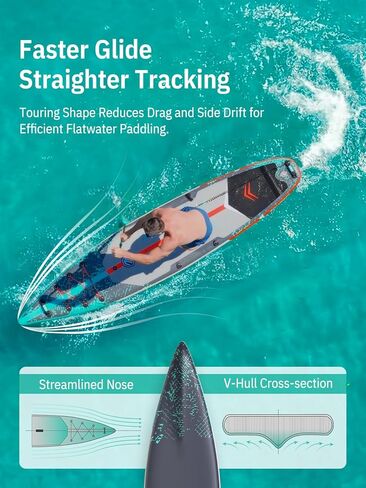 Niphean 12'6" Paddle Board, 550LB Capacity Touring Inflatable Paddle Board with Complete SUP Accessories& Kick Pad, Stable Stand up Paddle Board for Adults & Youth Racing Surfing (Beginner Friendly) in Saudi Arabia