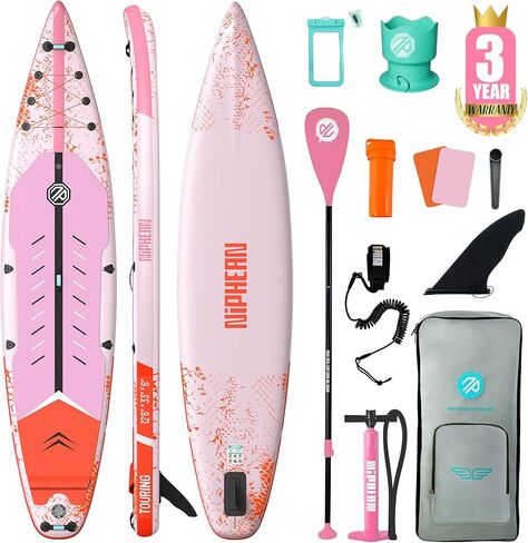 Niphean 12'6" Paddle Board, 550LB Capacity Touring Inflatable Paddle Board with Complete SUP Accessories& Kick Pad, Stable Stand up Paddle Board for Adults & Youth Racing Surfing (Beginner Friendly) in Kuwait