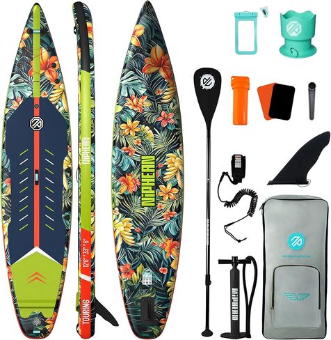 Niphean 12'6" Paddle Board, 550LB Capacity Touring Inflatable Paddle Board with Complete SUP Accessories& Kick Pad, Stable Stand up Paddle Board for Adults & Youth Racing Surfing (Beginner Friendly) in Saudi Arabia