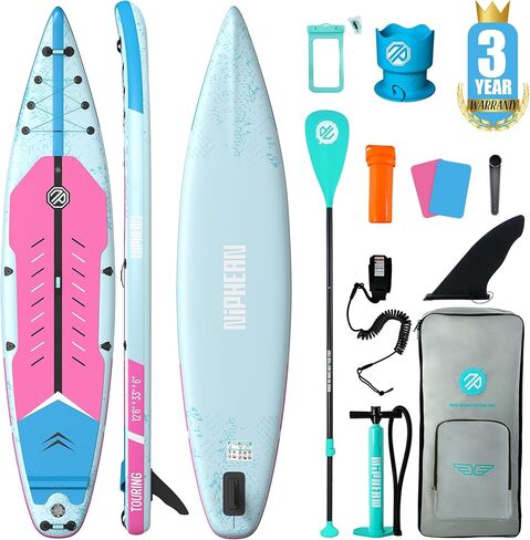 Niphean 12'6" Paddle Board, 550LB Capacity Touring Inflatable Paddle Board with Complete SUP Accessories& Kick Pad, Stable Stand up Paddle Board for Adults & Youth Racing Surfing (Beginner Friendly) in Saudi Arabia