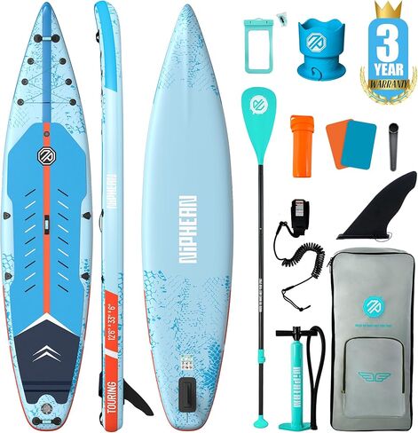 Niphean 12'6" Paddle Board, 550LB Capacity Touring Inflatable Paddle Board with Complete SUP Accessories& Kick Pad, Stable Stand up Paddle Board for Adults & Youth Racing Surfing (Beginner Friendly) in Saudi Arabia