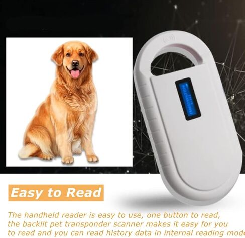 ماسح ضوئي لرقاقة تعريف الحيوانات الأليفة، قارئ RFID لرقاقة الحيوانات المحمولة عالميًا مع شاشة إضاءة خلفية، بيانات التاريخ، لعلامات FDXB 134.2K، يدعم ISO 11784/11785، FDXB، ID64 RFID in Kuwait