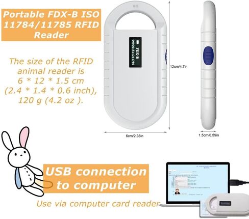 ماسح ضوئي لرقاقة تعريف الحيوانات الأليفة، قارئ RFID لرقاقة الحيوانات المحمولة عالميًا مع شاشة إضاءة خلفية، بيانات التاريخ، لعلامات FDXB 134.2K، يدعم ISO 11784/11785، FDXB، ID64 RFID in Kuwait