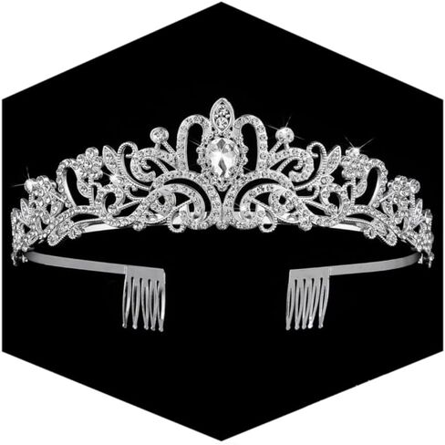 Black Crown for Women Crystal Princess Tiaras Rhinestone Queen Crowns Wedding Bridal Hair Accessories Birthday Prom Pageant Party Coming of Age Ceremony Photo Props (Black2) in Kuwait