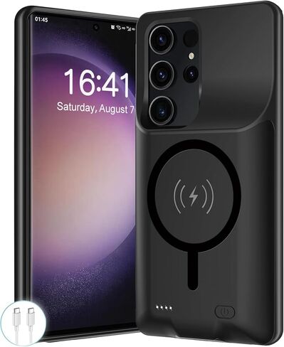 Battery Case for Galaxy S25 Ultra,12000mAh Portable Protective Wireless Charging Case Compatible with Galaxy S25 Ultra 5G 2025 (6.9 inch) Rechargeable Extended Battery Pack Charger Case (Black) in Kuwait