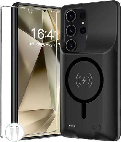 Battery Case for Galaxy S25 Ultra,12000mAh Portable Protective Wireless Charging Case Compatible with Galaxy S25 Ultra 5G 2025 (6.9 inch) Rechargeable Extended Battery Pack Charger Case (Black) in Kuwait
