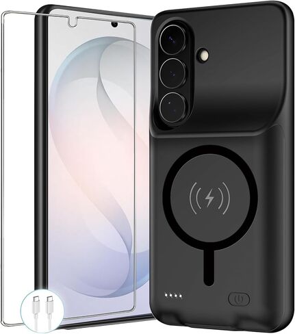 Battery Case for Galaxy S25 Ultra,12000mAh Portable Protective Wireless Charging Case Compatible with Galaxy S25 Ultra 5G 2025 (6.9 inch) Rechargeable Extended Battery Pack Charger Case (Black) in Kuwait