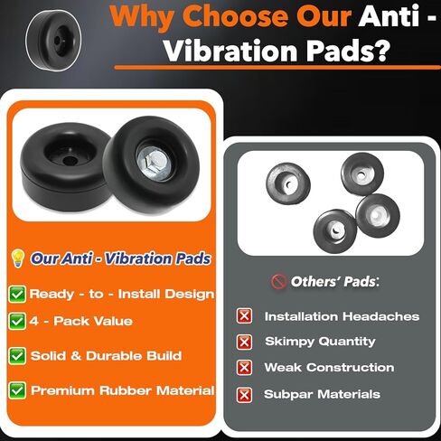 4-Pack Universal Heavy Duty Rubber Anti-Vibration Feet (1x2.5 Inches, Black)- Anti Vibration Pads for Pressure Washers, Generators, Air Compressors, Amplifiers & More - Shock Absorbing Stabilizer Pads in Saudi Arabia