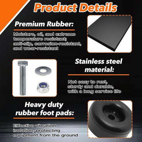 4-Pack Universal Heavy Duty Rubber Anti-Vibration Feet (1x2.5 Inches, Black)- Anti Vibration Pads for Pressure Washers, Generators, Air Compressors, Amplifiers & More - Shock Absorbing Stabilizer Pads in Saudi Arabia