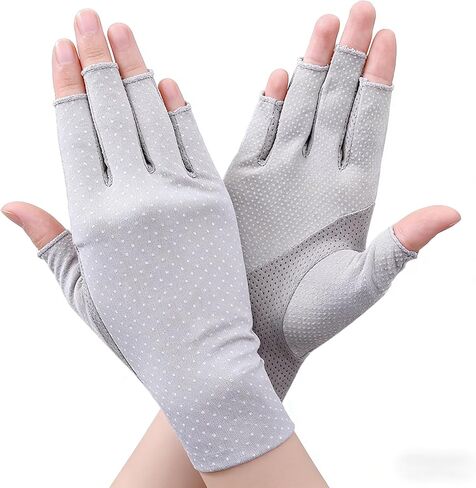 Eohak Women Driving Gloves Sun UV Protection Summer Outdoor Hiking UPF 50+ Gloves Touchscreen Half-Finger Gloves in Kuwait
