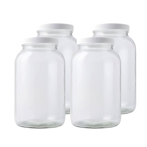 FastRack 1 Gallon Glass Jar with White Plastic Lid (8-Pack) | Wide Mouth Fermentation & Storage Jars | Food-Grade Glass for Kombucha, Pickling, Dry Goods & Bulk Food Storage in Saudi Arabia