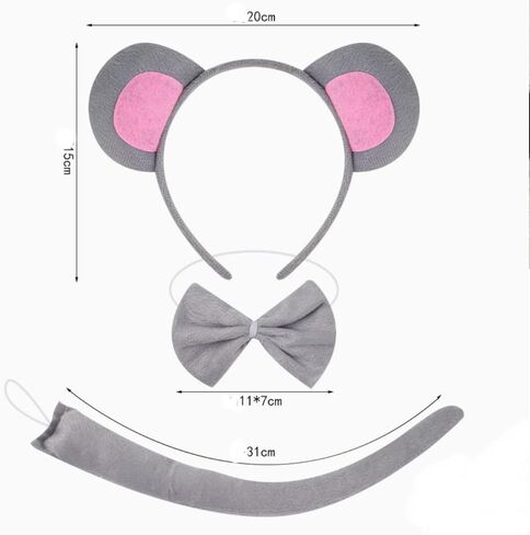 Kirei Sui Kids Girls Animal Dress Up Costume Mouse Tutu Ear Headband Bow Tie Tail and Paws in Kuwait