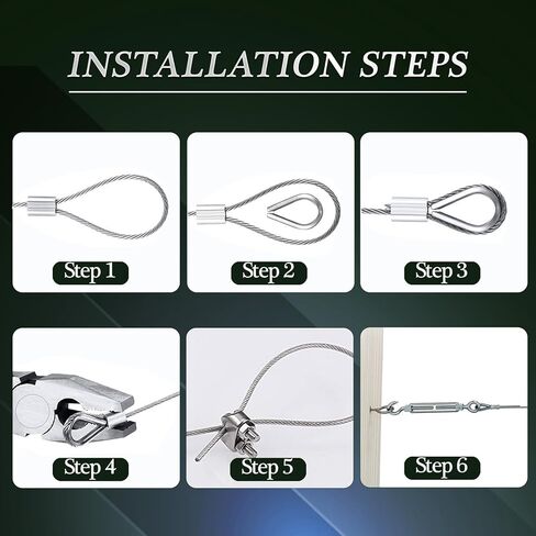 1/16 Steel Wire Rope kit,Stainless Steel Wire Rope Rotary Buckle tensioner kit,Outdoor String lamp Suspension kit, Crimping Ring Sleeve, Steel Wire Cable Curtain Cable in Saudi Arabia