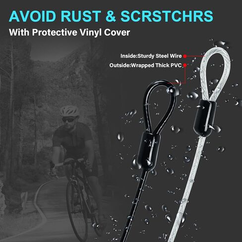 2 Pack Outdoor & Travel Security Cable with Loops, 3.3 ft x 1/8 in (1m x 3mm) Braided Safety Wire, Flexible Steel Safety Cable with Double Loops for Luggage, Outdoor Gear and Gates in Kuwait