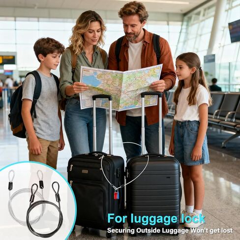 2 Pack Outdoor & Travel Security Cable with Loops, 3.3 ft x 1/8 in (1m x 3mm) Braided Safety Wire, Flexible Steel Safety Cable with Double Loops for Luggage, Outdoor Gear and Gates in Kuwait