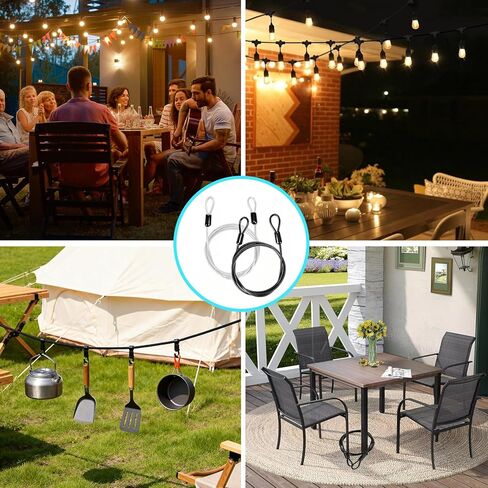 2 Pack Outdoor & Travel Security Cable with Loops, 3.3 ft x 1/8 in (1m x 3mm) Braided Safety Wire, Flexible Steel Safety Cable with Double Loops for Luggage, Outdoor Gear and Gates in Kuwait