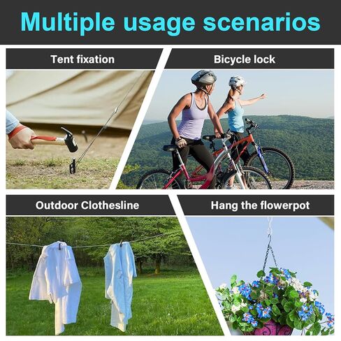 2 Pack Outdoor & Travel Security Cable with Loops, 3.3 ft x 1/8 in (1m x 3mm) Braided Safety Wire, Flexible Steel Safety Cable with Double Loops for Luggage, Outdoor Gear and Gates in Kuwait