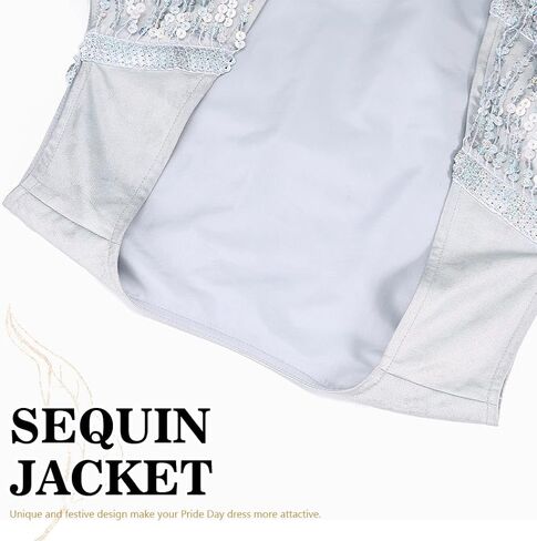 Edary Sequin Fringe Fringe Simpless Set Sparkly Tassel Open Pront Justcoat Jackets Night Club Disco Coat for Women (S) in Kuwait