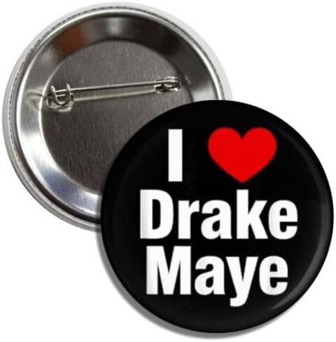 شارة I Love Drake Maye Football Fan Button Pinback، سوداء مع قلب أحمر، 2.25 بوصة in Saudi Arabia
