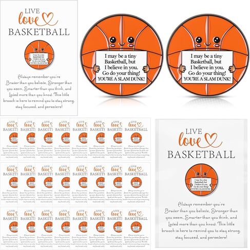 Kenning 24 Set Basketball Pins Lapel Pins Gift for Sports Basketball Lovers Player Inspirational Gift Brooch with Greeting Cards for Backpack Hat Decor Accessories Birthday Party Supplies Favor in Saudi Arabia