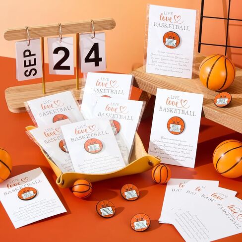Kenning 24 Set Basketball Pins Lapel Pins Gift for Sports Basketball Lovers Player Inspirational Gift Brooch with Greeting Cards for Backpack Hat Decor Accessories Birthday Party Supplies Favor in Saudi Arabia