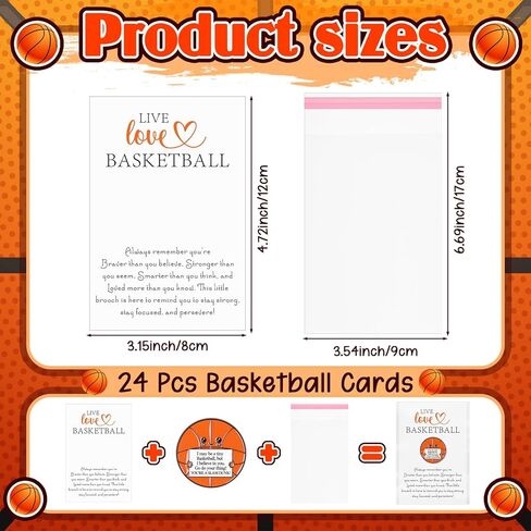 Kenning 24 Set Basketball Pins Lapel Pins Gift for Sports Basketball Lovers Player Inspirational Gift Brooch with Greeting Cards for Backpack Hat Decor Accessories Birthday Party Supplies Favor in Saudi Arabia