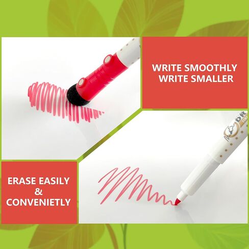 Mag-Fancy Magnetic Dry Erase Marker Set - Fine Tip 1mm Erasable Whiteboard Markers, Build-in Eraser, Yellow Purple Brown Magenta Safe Inks, Low Odor in Kuwait