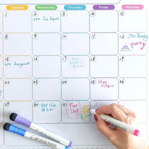 Mag-Fancy Magnetic Dry Erase Marker Set - Fine Tip 1mm Erasable Whiteboard Markers, Build-in Eraser, Yellow Purple Brown Magenta Safe Inks, Low Odor in Kuwait