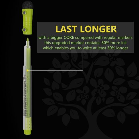 Mag-Fancy Magnetic Dry Erase Marker Set - Fine Tip 1mm Erasable Whiteboard Markers, Build-in Eraser, Yellow Purple Brown Magenta Safe Inks, Low Odor in Kuwait