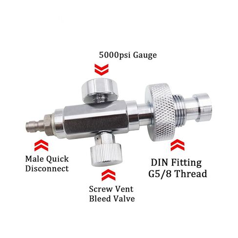 Air Accessories Scuba Stainless Steel Fill Station DIN G5/8 Charging Adapter W/ 5000psi Gauge High Pressure in Saudi Arabia