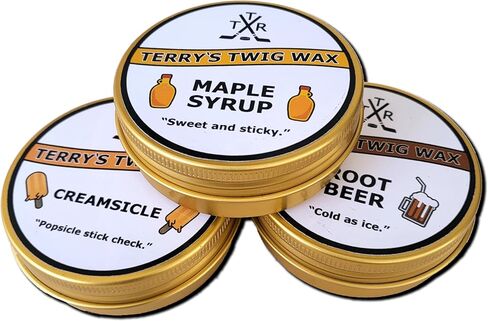 Terry's Twig Wax - Mini Tin Sampler Pack (x3) - Maple Syrup, Creamsicle, Root Beer Scented (Extra Grip Hockey Stick Wax) for Hockey Tape, Puck Control, Stick Tricks Michigan, Water Resistant (45gx3) in Saudi Arabia