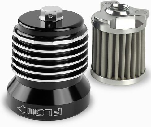 Flo Reusable Spin-On Oil Filter PCS4BC (Black/Polished Fins) For 10-19 BMW S1000RR in Kuwait