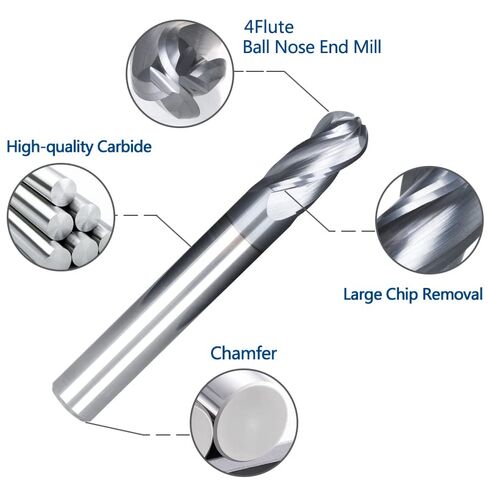 1 قطعة الكرة الأنف كربيد نهاية مطحنة CNC القاطع بت التوجيه 4 الناي R0.5-R8 دوامة طحن بت آلة أداة in Saudi Arabia